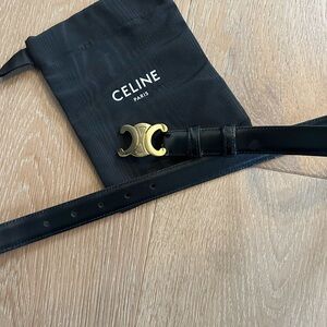 Celine Black Belt with Gold Clasp
